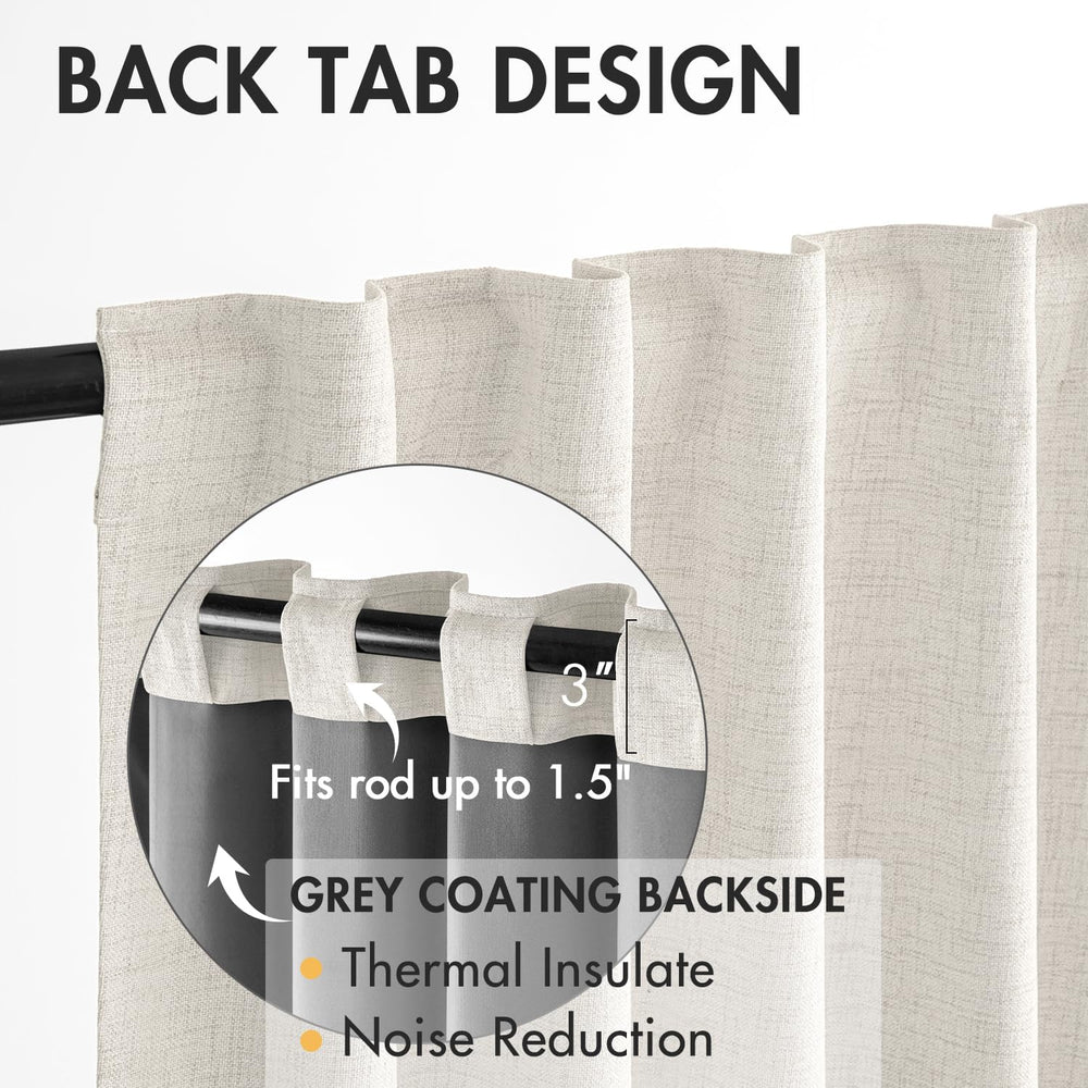 MIULEE 100% Blackout Curtains Linen Curtains & Drapes 90 Inches Long, Beige
