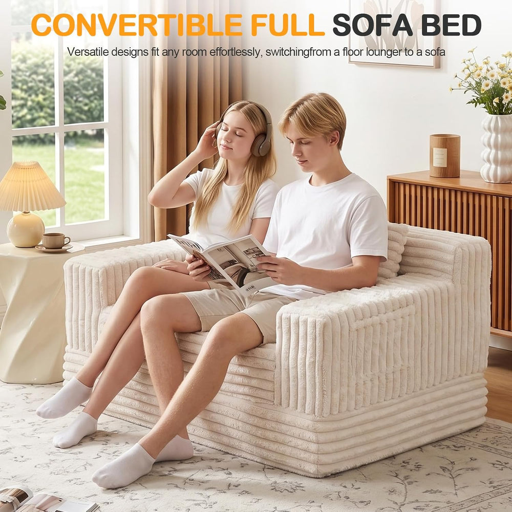 Erament Boneless Loveseat Convertible Sofa Bed, Folding Floor Futon Sleeper S...