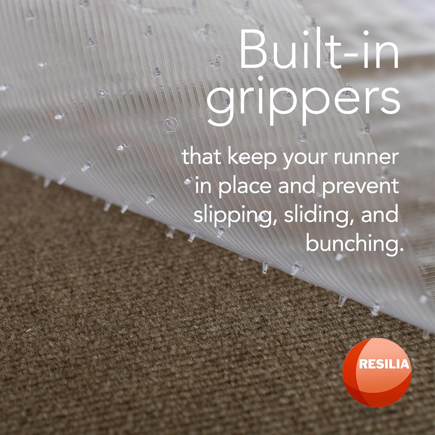 RESILIA Low-Pile Carpet Runner - Non Slip Carpet & Rug Protection, Washable Clear Vinyl Floor Runners, 27 Inches Wide x 6 Feet Long, Made in The USA
