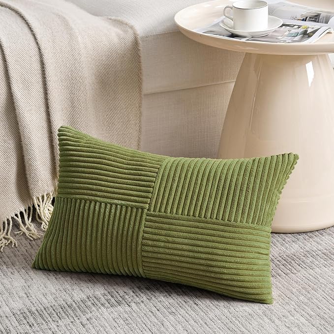 Fancy Homi 2 Packs Moss Green Lumbar Decorative Throw Pillow Covers 20x28 Inch - Image 2