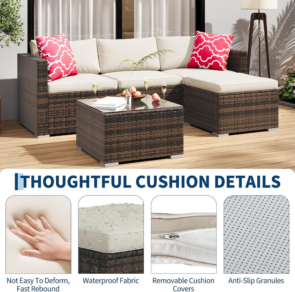 GAOMON 5-Piece All-Weather Patio Furniture Set, Convertible Outdoor Sectional...