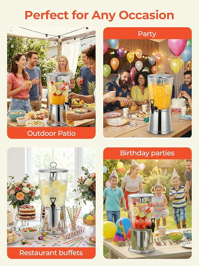 Beverage Dispenser With Stand, Stainless Steel Drink Dispenser - Image 9
