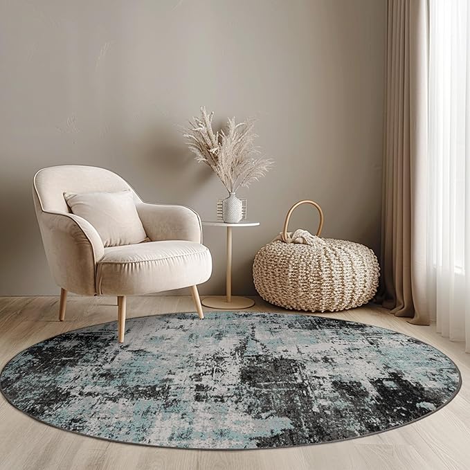 Washable Area Rugs 4ft Non-Slip Modern Abstract Soft - Image 2