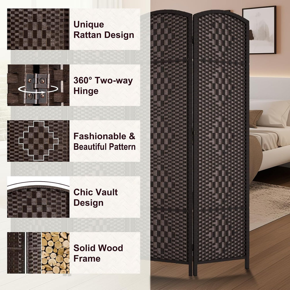RHF Room Divider Panel,3 Panel Partition Room Dividers Screen, Dark Coffee