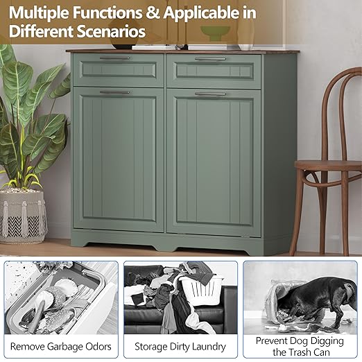 Double 10 Gallon Tilt Out Trash Can Cabinet
