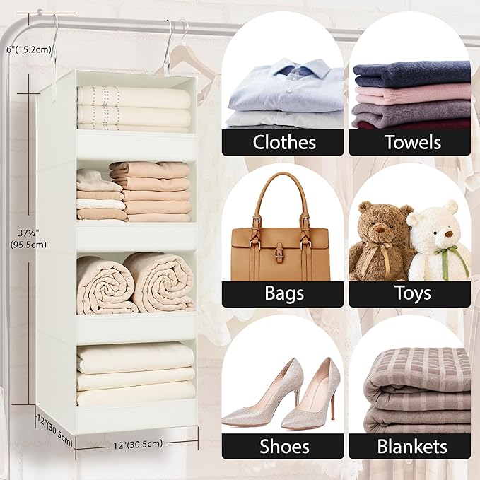 GRANNY SAYS 4-Shelf Hanging Organizer, Closet Hanging Shelves, Closet Hanging - Image 6