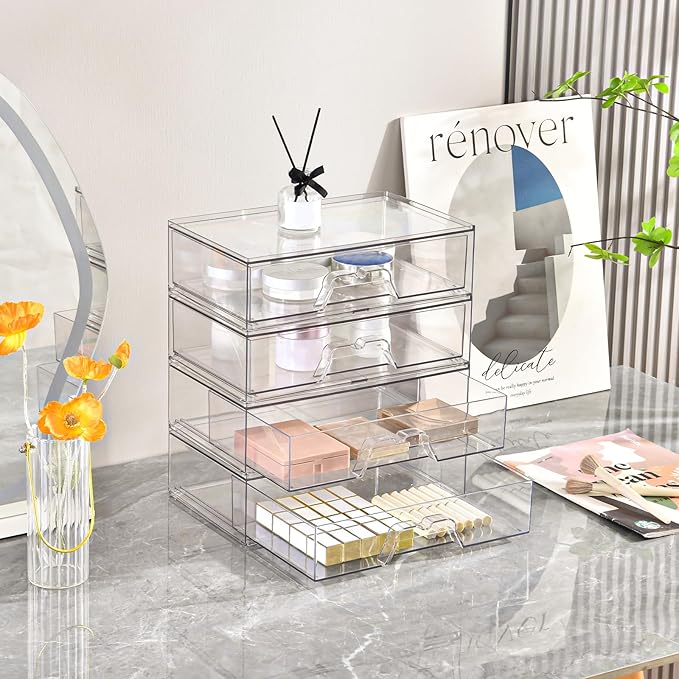 3 Pack Stackable Makeup Organizer, 12.1''L Acrylic Bathroom Organizer and - Image 6