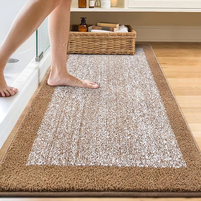 70x24 Long Bathroom Rugs Washable Non Slip, Coffee Bath Mat - Image 2