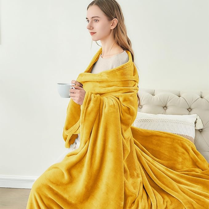 BEDELITE Fleece Blanket Twin Size Yellow Throw Blanket - Image 4