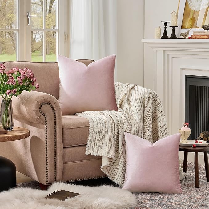 GIGIZAZA Decor Throw Couch Pillow Covers, Set o 2 Sweet Lilac Sofa Cushion - Image 3