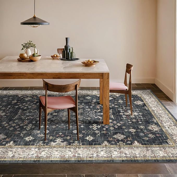 Hazo Haus Black Farmhouse Washable 7x10 Area Rugs - Image 6