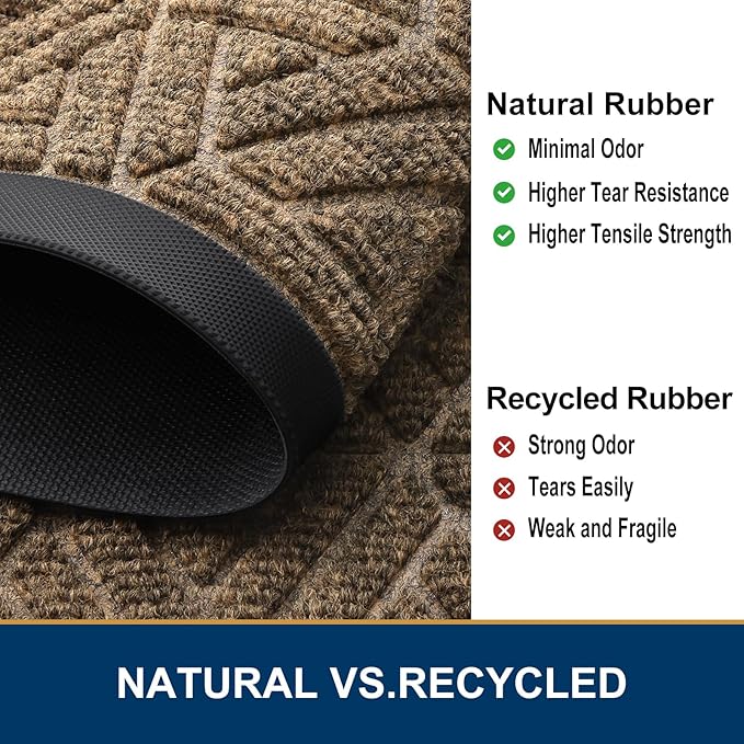 Smiry Front Door Mat Outside Entrance, Heavy Duty Sturdy Natural Rubber Doormat - Image 5