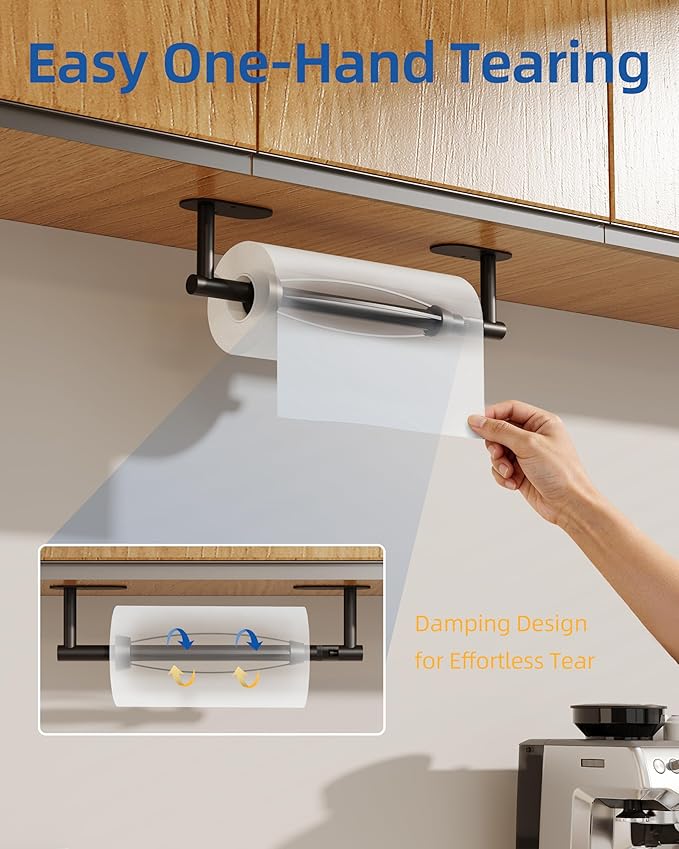 RUACQ Paper Towel Holder Under Cabinet, One Hand Tearing Paper Towel Holder - Image 2