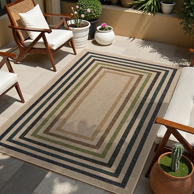 Lahome Enfys Modern Geometric Easy Jute Rug, 4x6 Washable Indoor Outdoor Carpet - Image 7