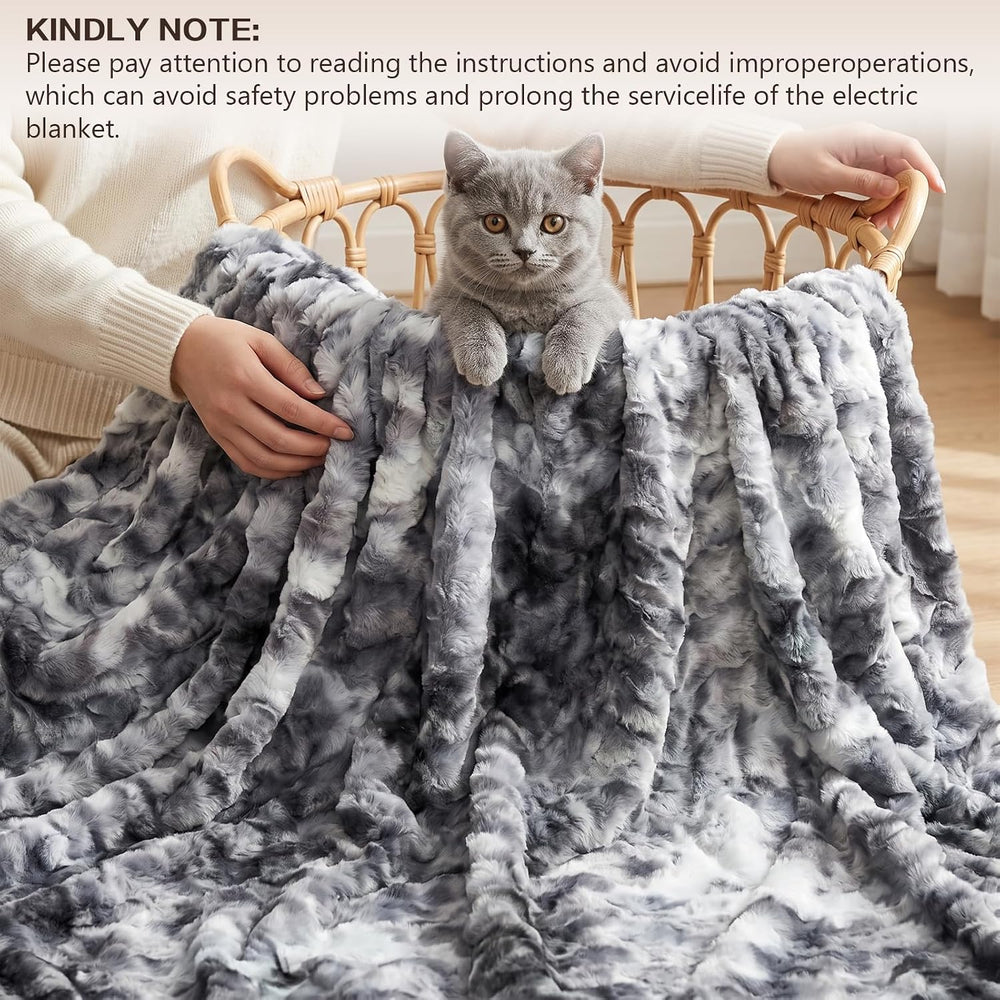 Electric Heated Blanket Throw Size 50"x60", Soft Sherpa Faux Fur He...