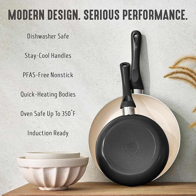 GreenLife 2-Piece Nonstick Frying Pan Set, 8” & 10” Skillets, Non-Toxic Ceramic - Image 7