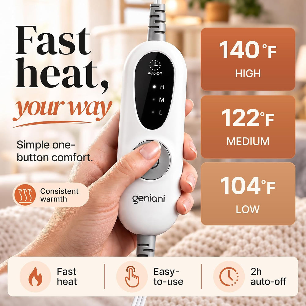GENIANI Electric Heating Pad for Back Pain & Cramps Relief, Electric Thro...