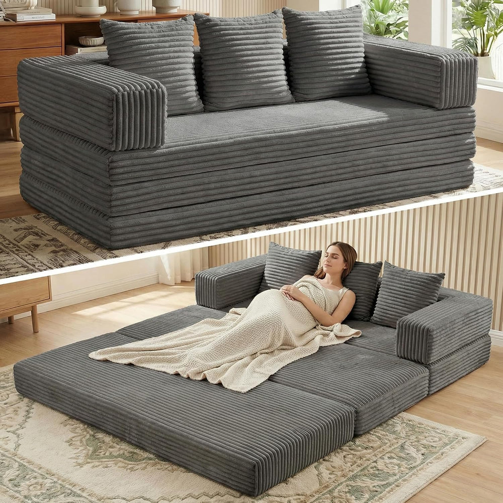 Convertible Sofa Bed Couch, 78’’ Oversized 4-in-1 Boneless Couches with Remov...