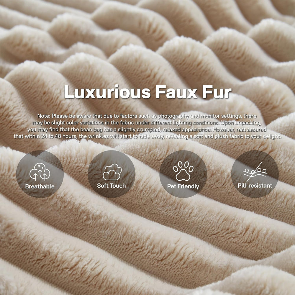 37" Plush Corduroy Ottoman, Upholstered Cloud Boneless Ottoman for Couch...