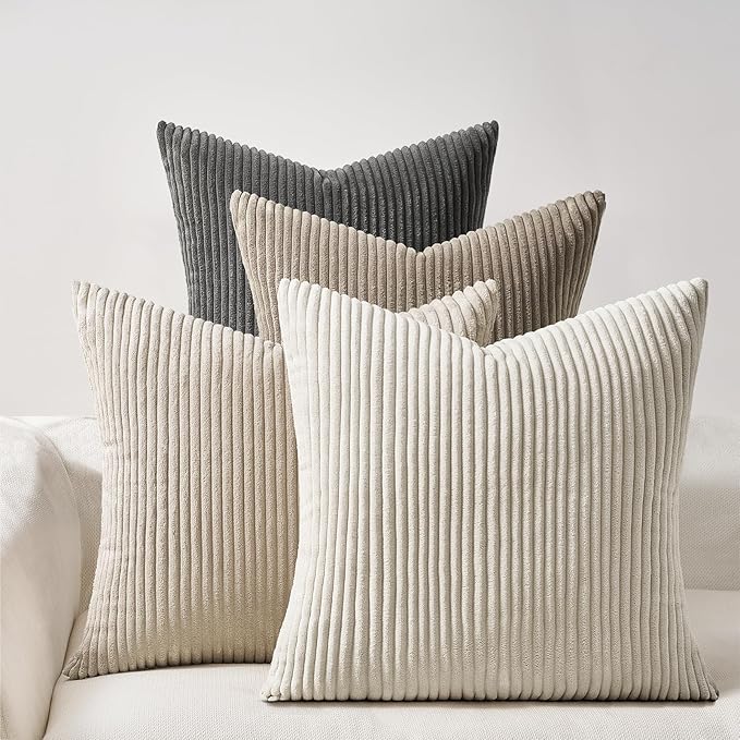 Topfinel 4 Packs Natural Decorative Throw Pillows Covers 16x16 Inch by Topfinel