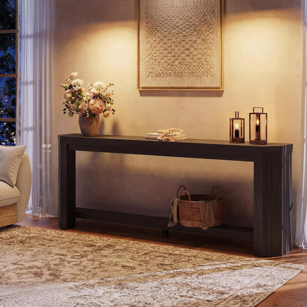 70" Console Table for Entryway, Narrow Long Sofa Table Behind Couch, Woo...