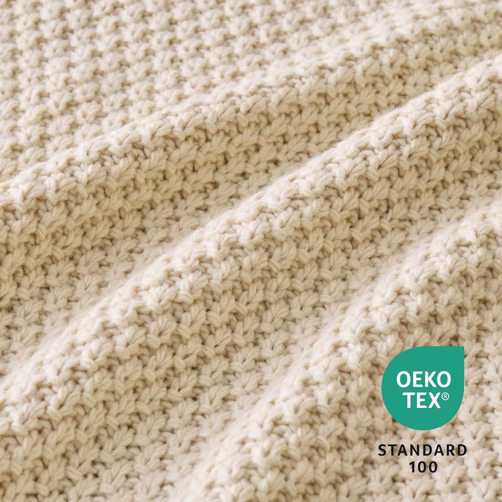 Olive Green Throw Blanket, Moss Knit, 50" x 60", Earthy Olive