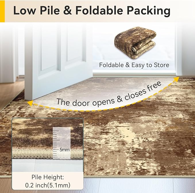 Washable Area Rugs 2'x6' Non-Slip Modern Abstract Soft - Image 8