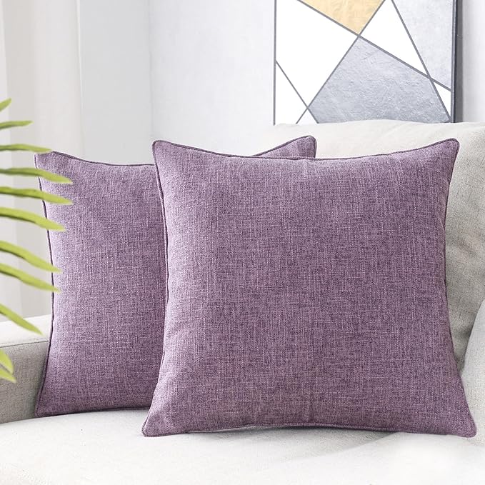 HPUK Linen Throw Pillow Covers Pack of 2, 18x18 Inch Accent Cushion Covers by HPUK