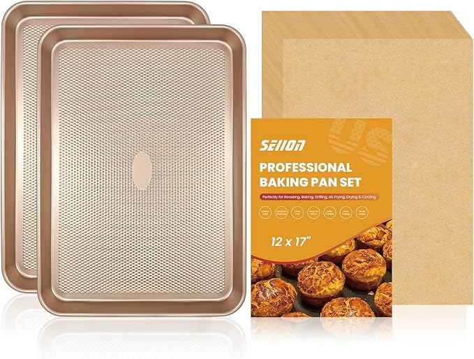 Baking pans Set, 2 Sheet Pans and 250 unbleached Sheets of Parchment Paper by Unknown