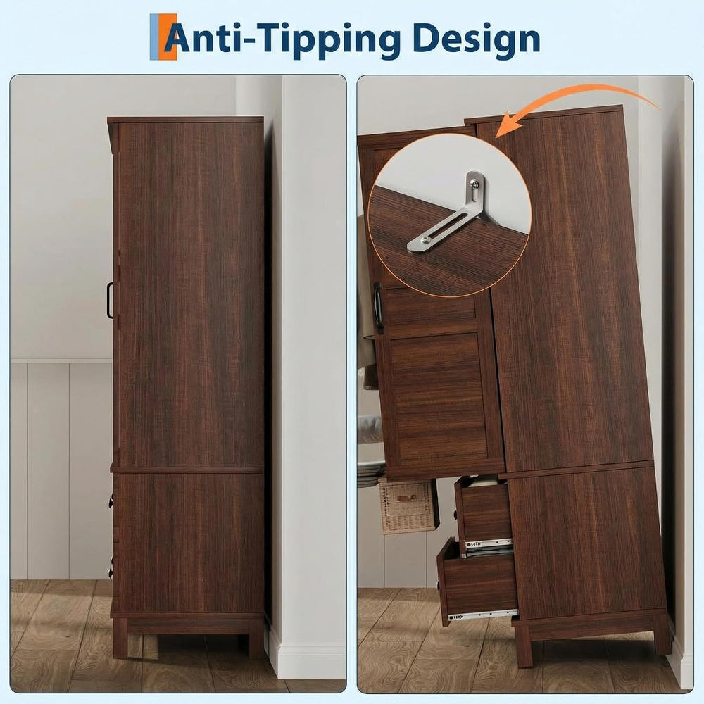 IDEALHOUSE 72" Armoire Wardrobe Closet with 2 Drawers, Heavy Duty Wooden...
