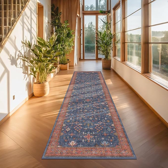 Navy Blue Washable 10 ft Long Runner - Image 6