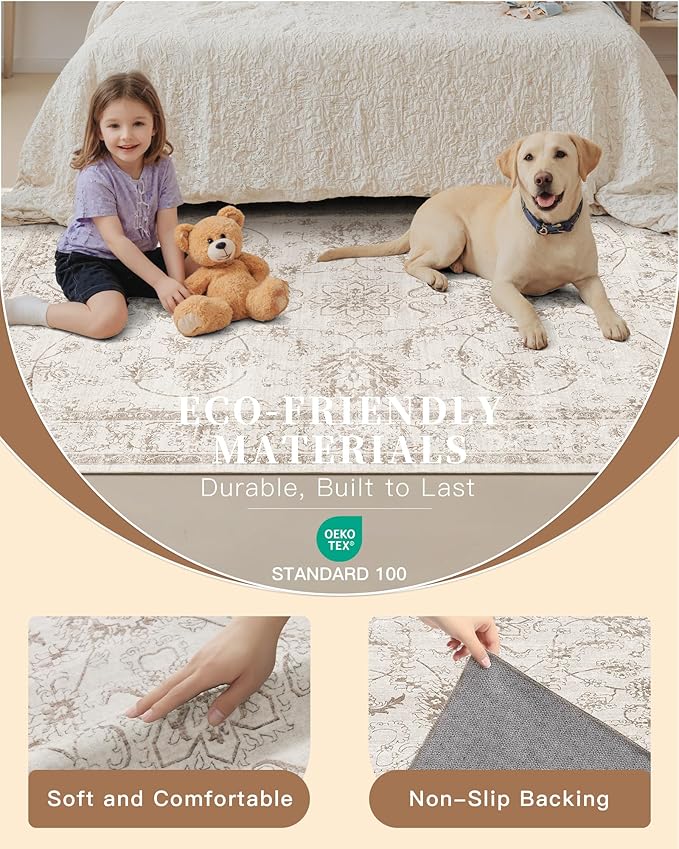 Madane Living Room 10x14 Area Rugs, Washable Low Pile Non-Slip Stain Resistant - Image 5