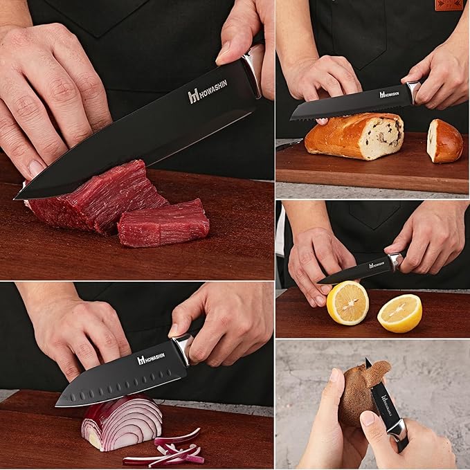 Black Knife Set, Howashin 15 Pieces Knife Sets