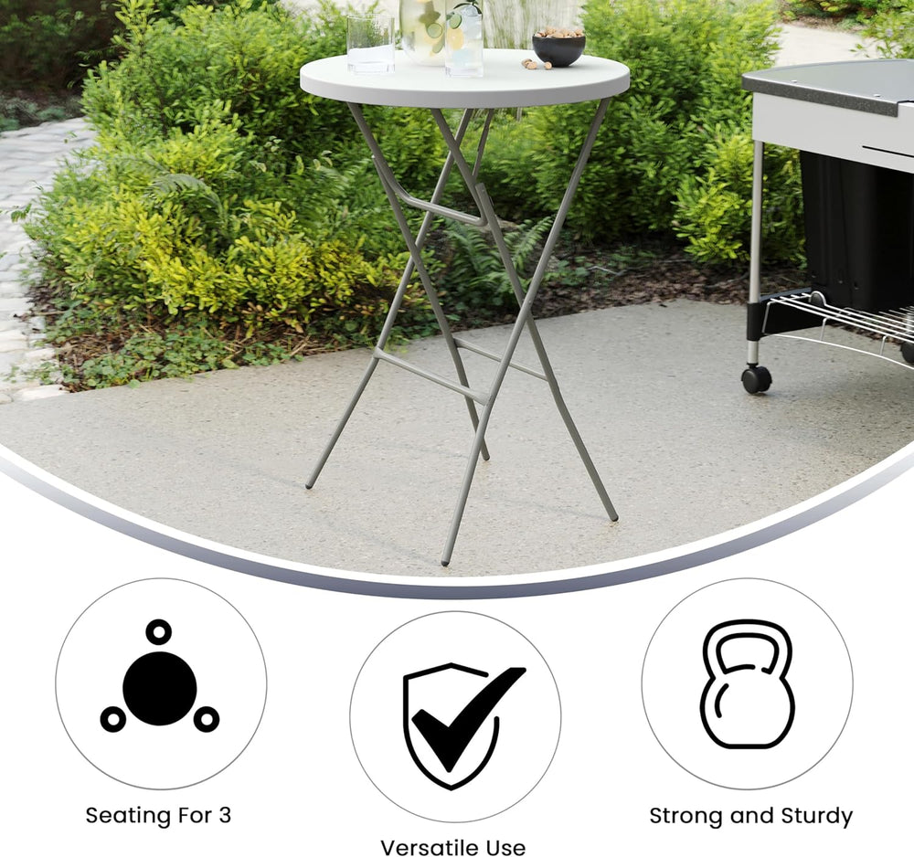 Flash Furniture Elon 32' Round Folding Bar Height Table for Parties and C...