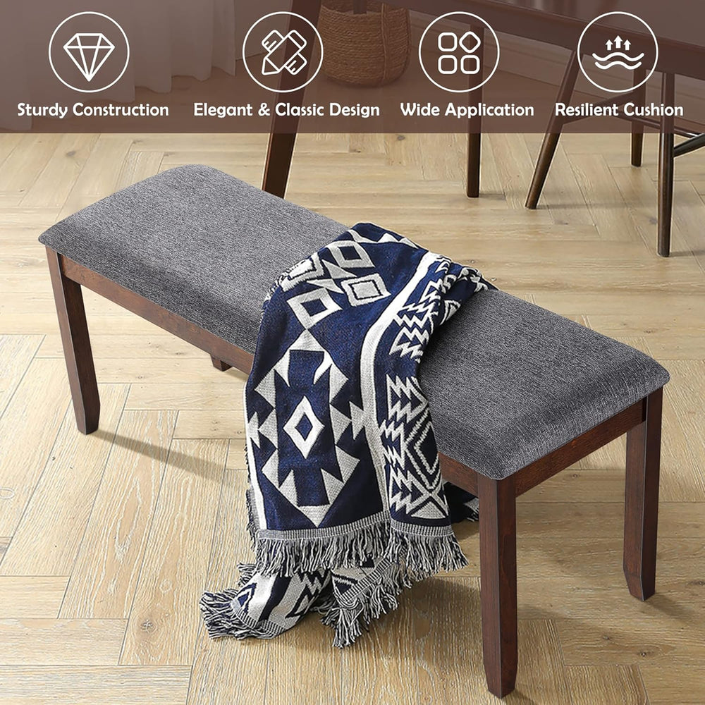DORTALA Dining Bench, Upholstered Long Bench w/Natural Rubber Wood Legs, Foam...