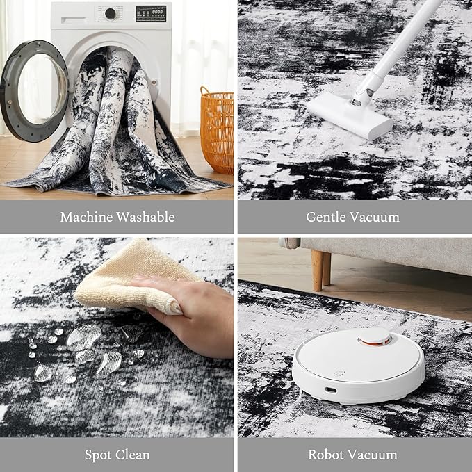 Rugflix 9x12 Area Rugs for Living Room, Washable Large Rug Stain-Resistant Low - Image 4