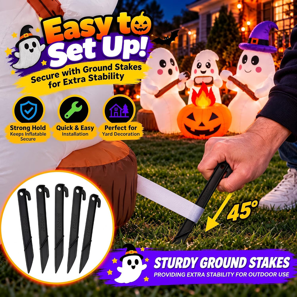 ZPISF 7.5 FT Halloween Inflatables 3 Cute Ghosts Roasting Marshmallows by Cam...