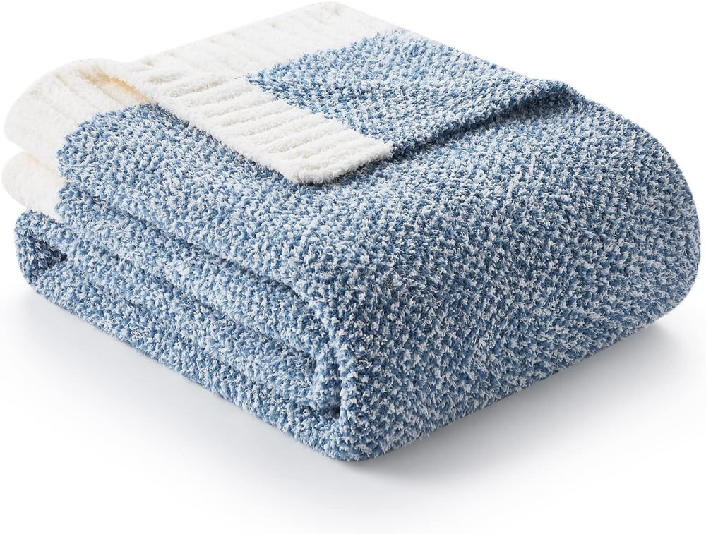 Snuggle Sac Blue Throw Blankets for Couch, Reversible Super Soft Warm Blanket...