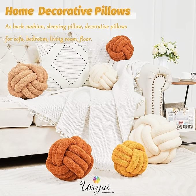 Uvvyui Knot Pillow Ball, Soft Home Decorative Pillows, Round Throw Pillow - Image 5