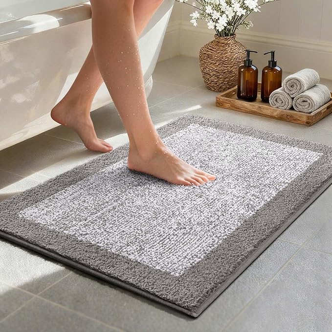 Bathroom Rugs 30x20 Non Slip Washable, Light Grey Bath Mat by Unknown