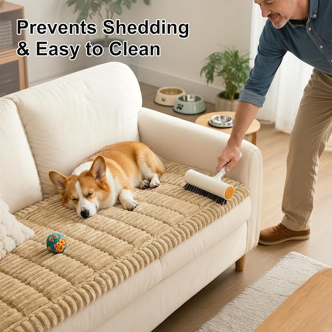 Smiry Couch Cover for Dogs Washable, Non Slip Fuzzy Pet Couch Covers for 3 - Image 6