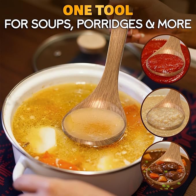 Wooden Ladle for Soup – 10.8×2.8" Deep Wood Ladle - Image 6