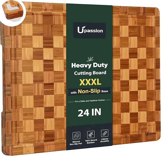 XXXLarge Bamboo Cutting Boards Charcuterie Board Best Non Toxic Large Butcher by Upassion