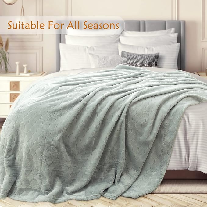TOONOW Fleece Blanket Textured Fuzzy Plush Throw Blanket Twin Size 60" x 80" - Image 3