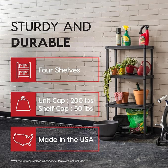 IRIS USA 4-Shelf Light Duty Plastic Storage Shelves, 200lb Capacity, Medium - Image 3