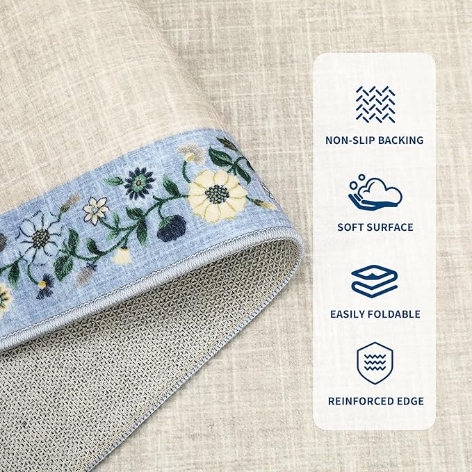 GarveeHome 4x6 Area Rugs for Bedroom Living Room Machine Washable Rugs Floral - Image 3