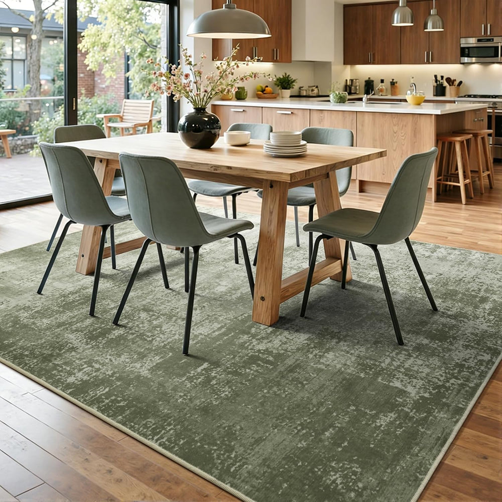 6x9 Ft Abstract Washable Area Rugs for Living Room Green