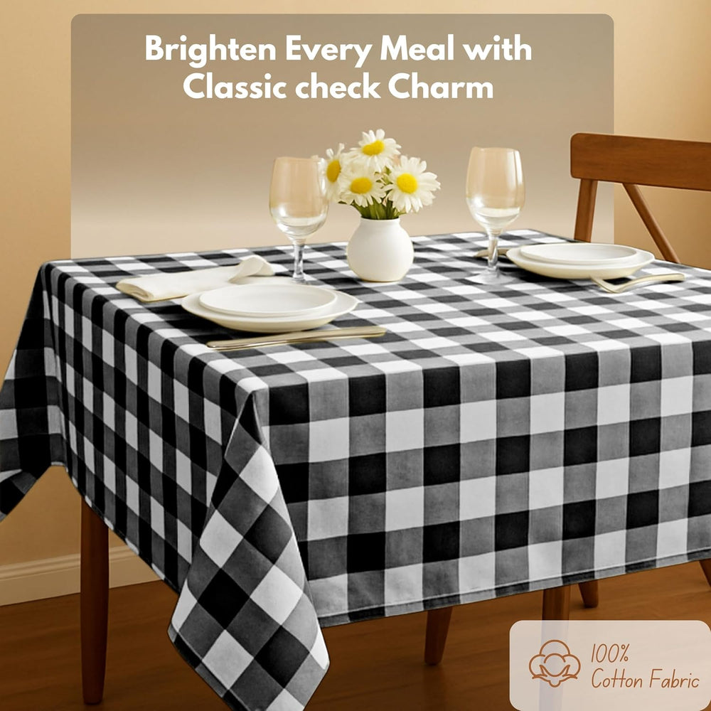 Native Fab Buffalo Check Tablecloth, 100% Cotton, 60x102 Inches, Classic Farm...