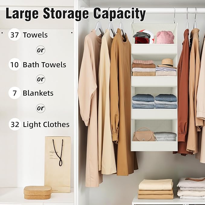 GRANNY SAYS 4-Shelf Hanging Organizer, Closet Hanging Shelves, Closet Hanging - Image 4