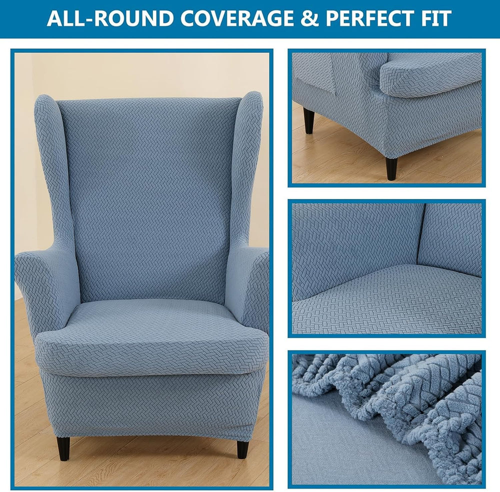 HZDHCLH Wingback Chair Slipcovers 2 Piece Stretch Armchair Covers Washable